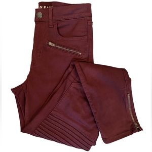 AMERICAN EAGLE Super Stretch Burgundy Red High Rise Motto Jean Jegging 10 Long